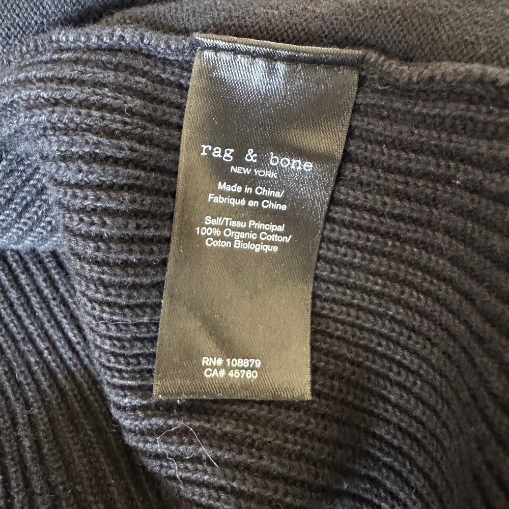 Rag & Bone Full Zip Sweater $398 Charcoal Grey Elbow Patches Mock Neck - Picture 6 of 8